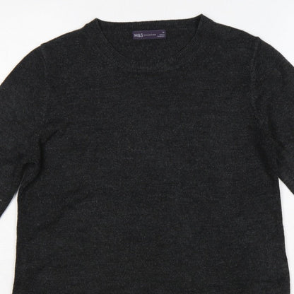 Marks and Spencer Women Grey Size 14 Crew Neck Knit Pullover Jumper
