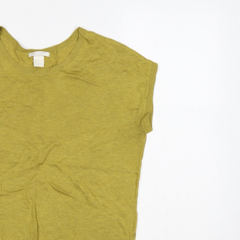H&M Basic Women’s Yellow S Sleeveless Crew Neck Knit Vest Jumper