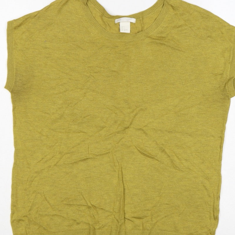 H&M Basic Women’s Yellow S Sleeveless Crew Neck Knit Vest Jumper