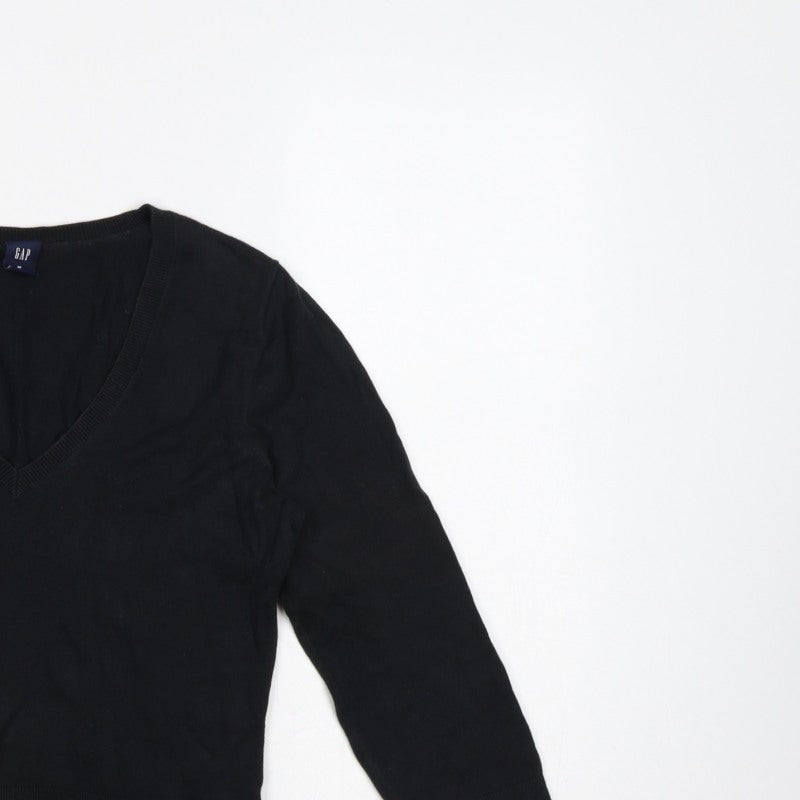 GAP Women’s Black M V-Neck 3/4 Sleeve Knit Pullover Jumper