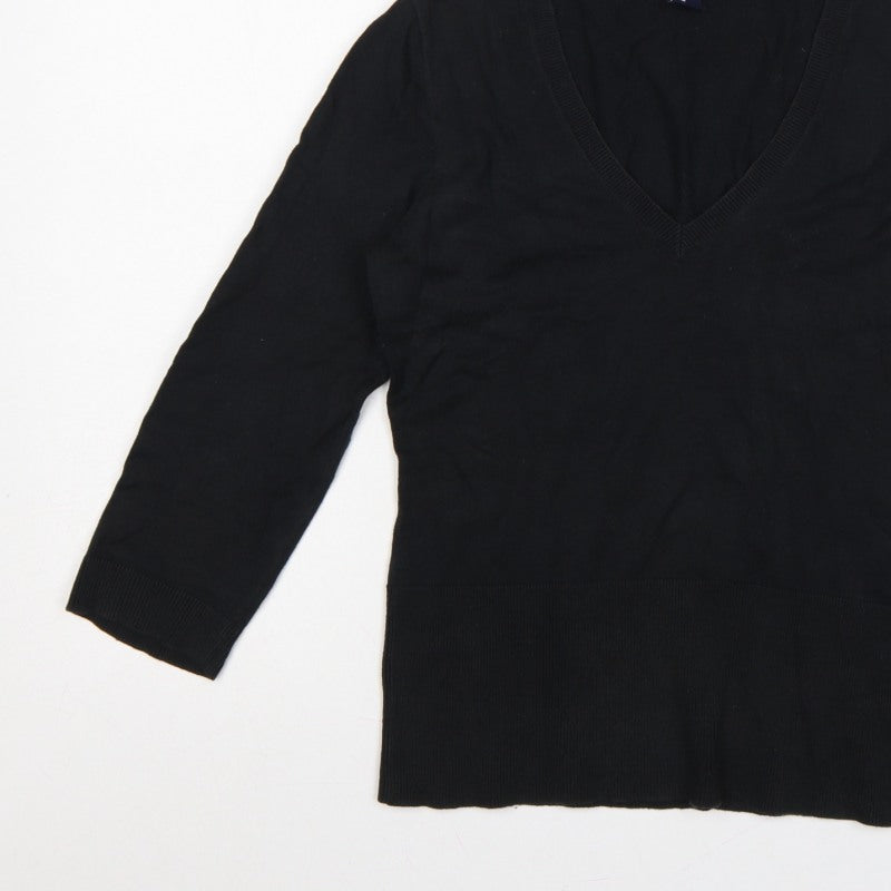 GAP Women’s Black M V-Neck 3/4 Sleeve Knit Pullover Jumper