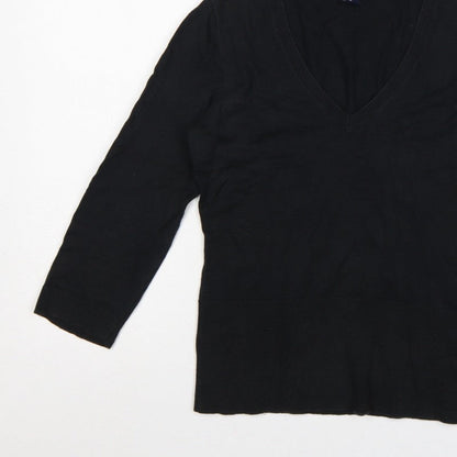 GAP Women’s Black M V-Neck 3/4 Sleeve Knit Pullover Jumper
