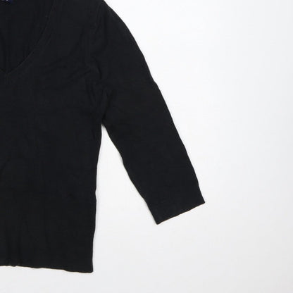 GAP Women’s Black M V-Neck 3/4 Sleeve Knit Pullover Jumper