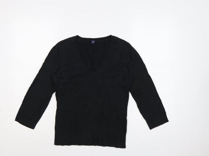 GAP Women’s Black M V-Neck 3/4 Sleeve Knit Pullover Jumper