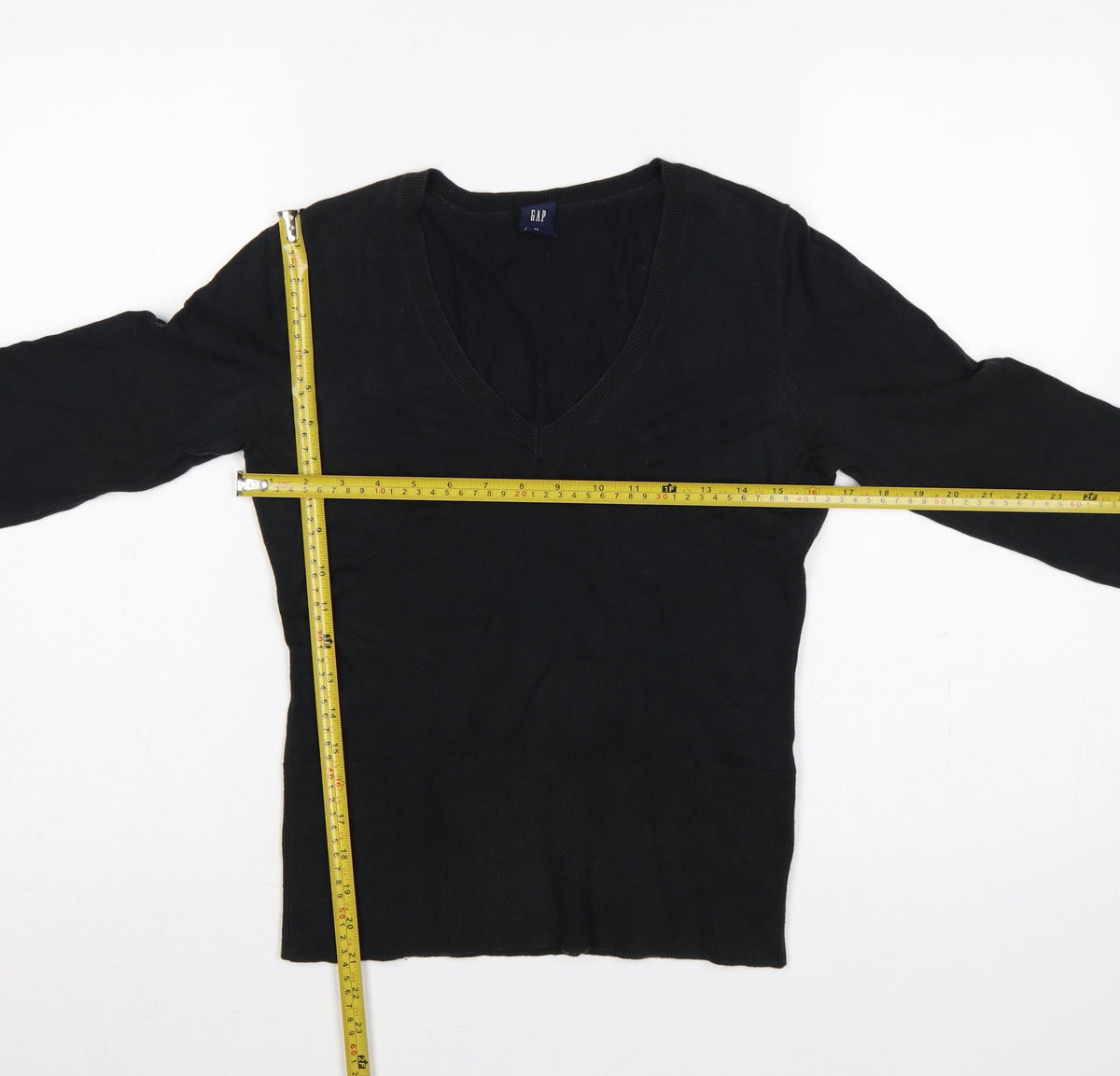 GAP Women’s Black M V-Neck 3/4 Sleeve Knit Pullover Jumper