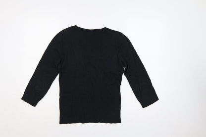 GAP Women’s Black M V-Neck 3/4 Sleeve Knit Pullover Jumper