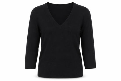 GAP Women’s Black M V-Neck 3/4 Sleeve Knit Pullover Jumper