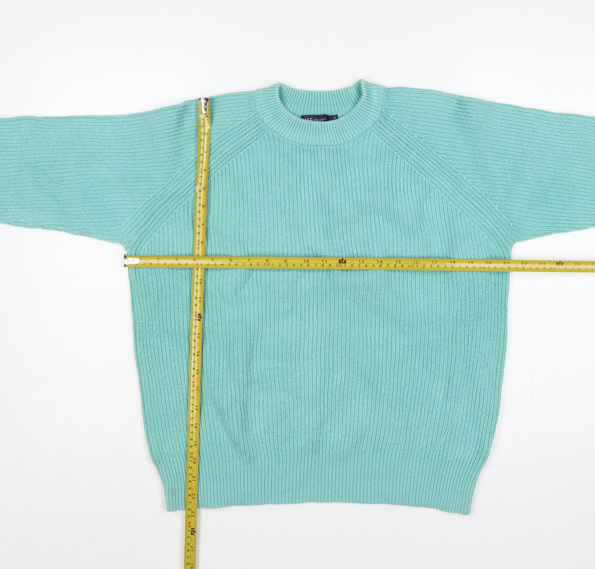 Marks & Spencer Women Green M Cotton Raglan Crew Neck Knit Jumper