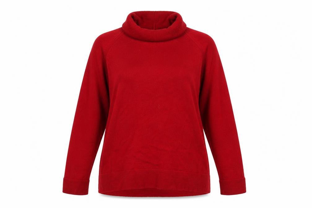Marks and Spencer Women Red UK 14 Wool Blend Roll Neck Jumper