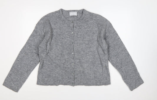 Primark Edit Women Grey L Button Front Knit Cardigan Long Sleeve