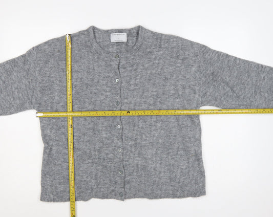 Primark Edit Women Grey L Button Front Knit Cardigan Long Sleeve