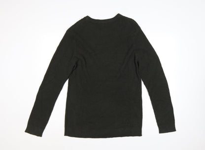 H&M Men’s Green M Waffle Knit Crew Neck Pullover Jumper