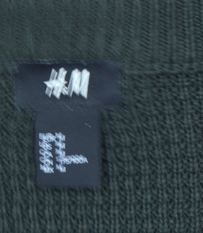 H&M Men’s Green M Waffle Knit Crew Neck Pullover Jumper