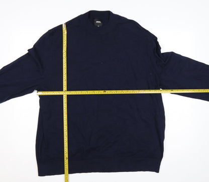 Burton Menswear London Men’s Navy Blue 2XL High Neck Cotton Jumper