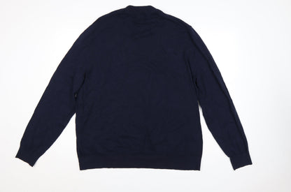 Burton Menswear London Men’s Navy Blue 2XL High Neck Cotton Jumper