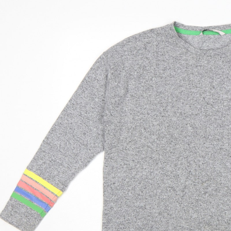 Tu Woman Grey Rainbow Stripe Cuff Knit Jumper UK 12