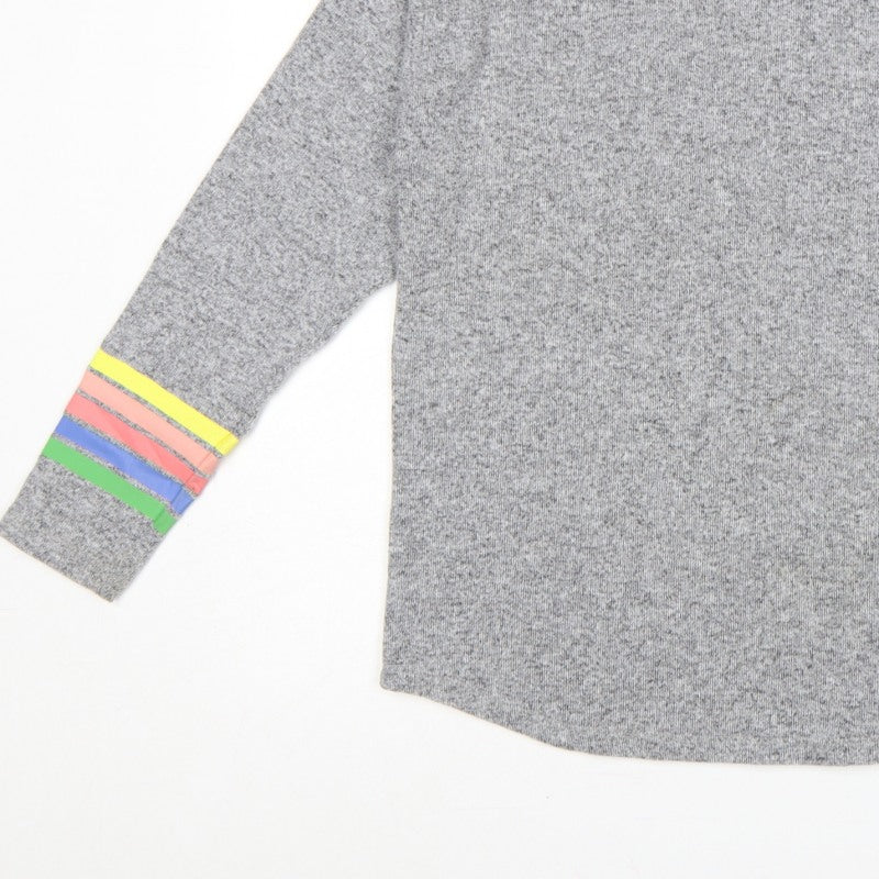 Tu Woman Grey Rainbow Stripe Cuff Knit Jumper UK 12