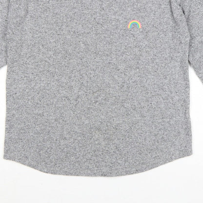 Tu Woman Grey Rainbow Stripe Cuff Knit Jumper UK 12