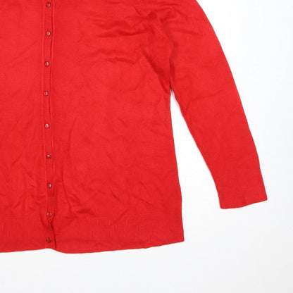 BHS Women’s Red Size 20 Round Neck Button Knit Cardigan