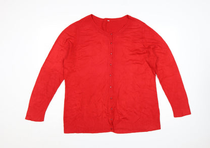 BHS Women’s Red Size 20 Round Neck Button Knit Cardigan