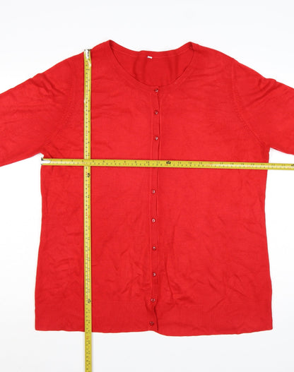 BHS Women’s Red Size 20 Round Neck Button Knit Cardigan