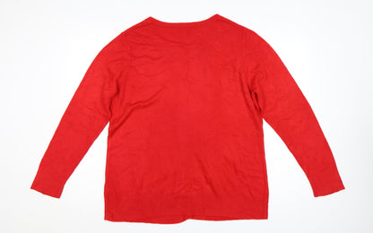 BHS Women’s Red Size 20 Round Neck Button Knit Cardigan