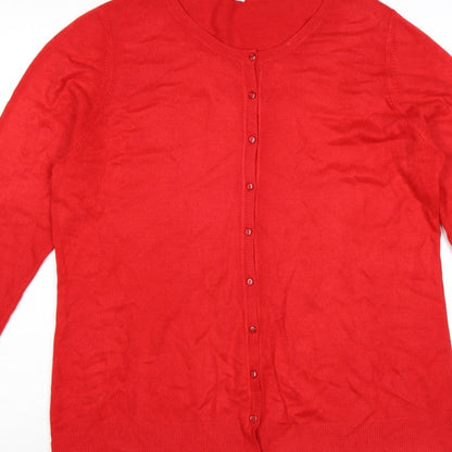 BHS Women’s Red Size 20 Round Neck Button Knit Cardigan