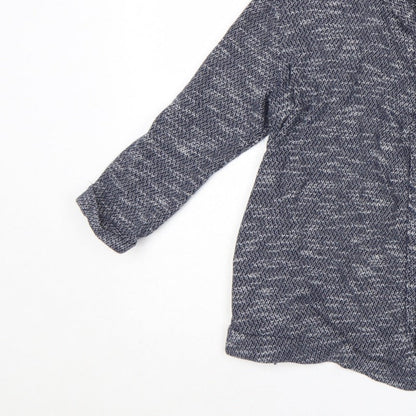 FatFace Women Blue Marled Open Cardigan UK 8 Cowl Neck Knit Pockets