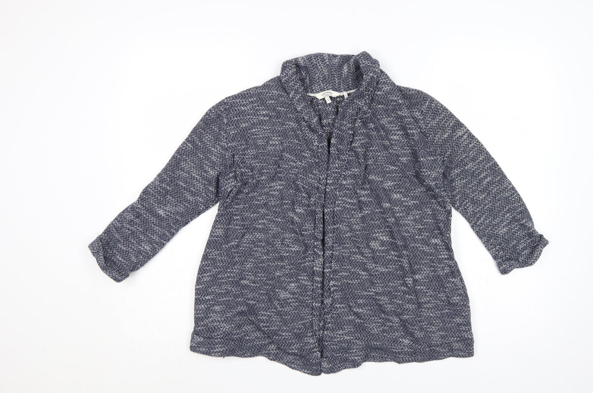 FatFace Women Blue Marled Open Cardigan UK 8 Cowl Neck Knit Pockets