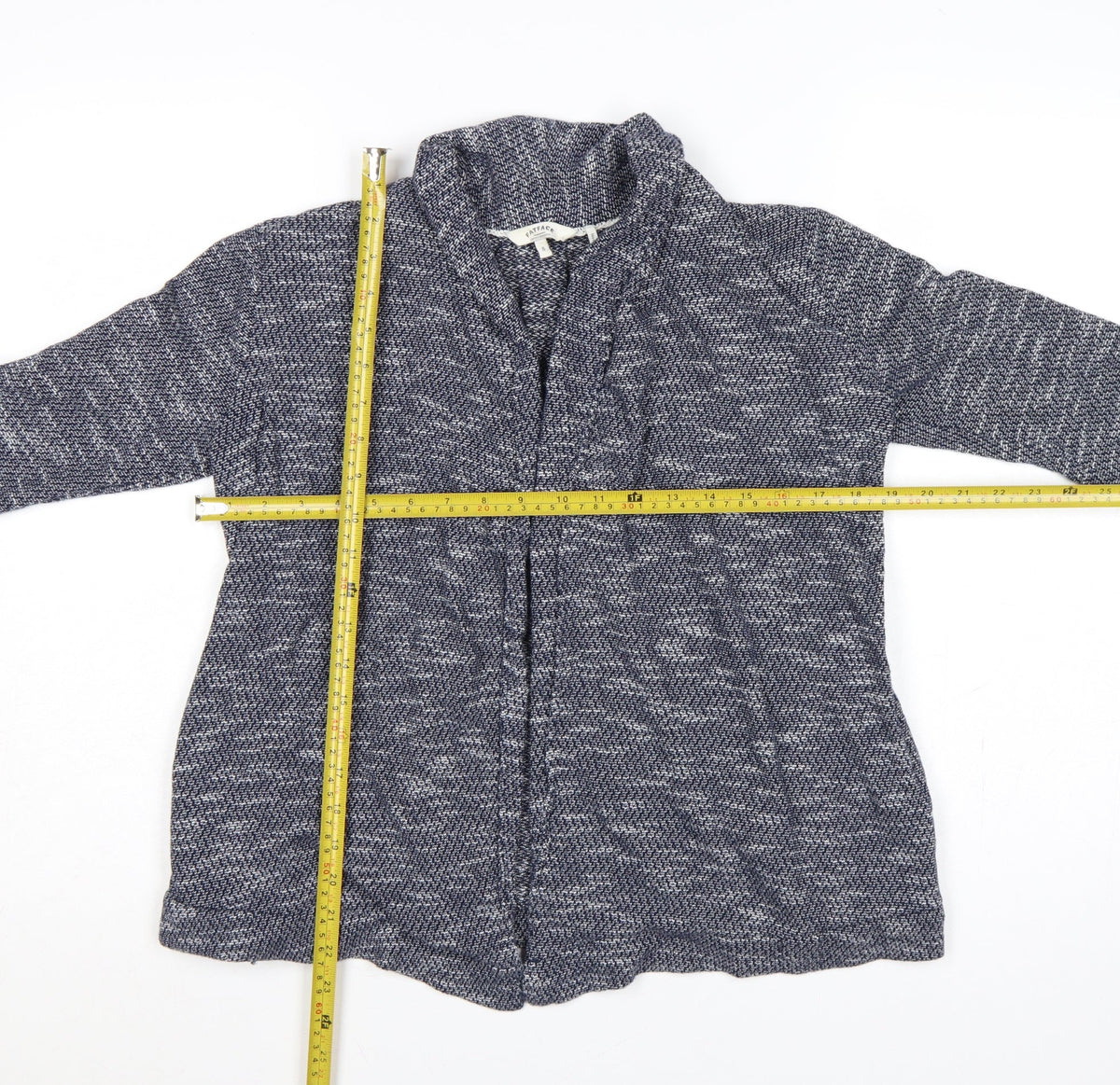 FatFace Women Blue Marled Open Cardigan UK 8 Cowl Neck Knit Pockets