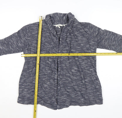 FatFace Women Blue Marled Open Cardigan UK 8 Cowl Neck Knit Pockets