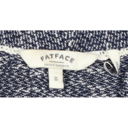 FatFace Women Blue Marled Open Cardigan UK 8 Cowl Neck Knit Pockets