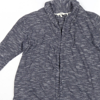 FatFace Women Blue Marled Open Cardigan UK 8 Cowl Neck Knit Pockets