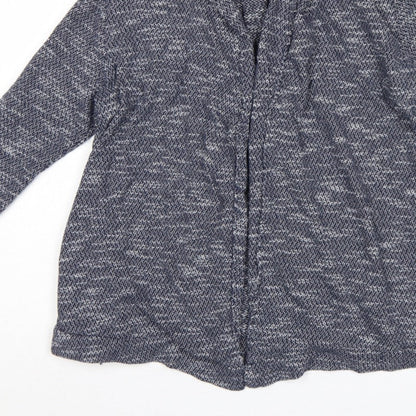 FatFace Women Blue Marled Open Cardigan UK 8 Cowl Neck Knit Pockets