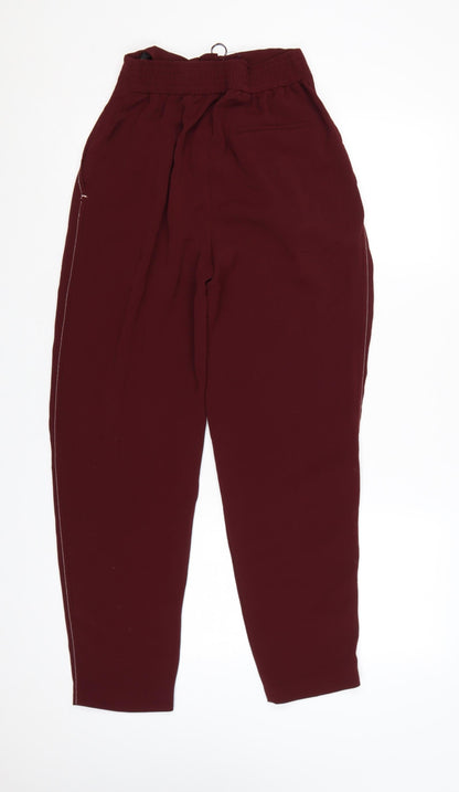 Topshop Women’s Red UK 8 High Rise Tapered Pleated Trousers