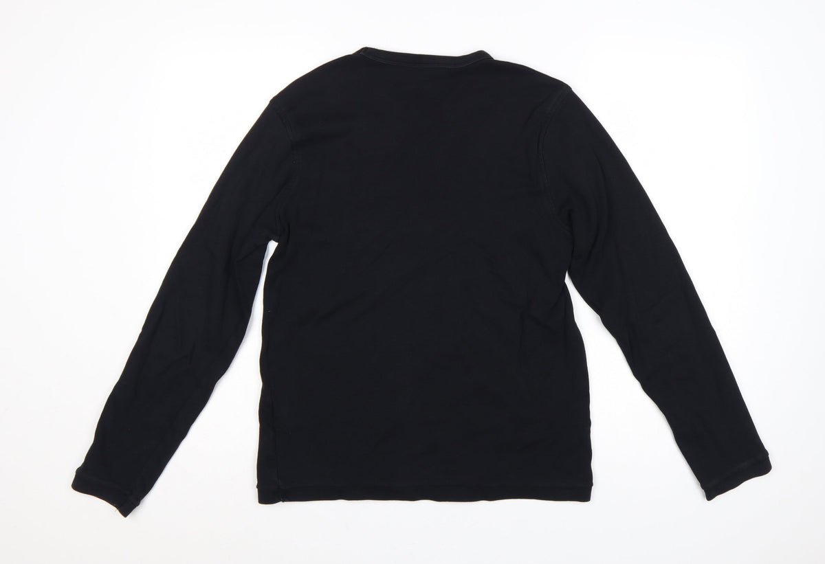 River Island Men’s Black M Long Sleeve Embroidered V-Neck T-Shirt