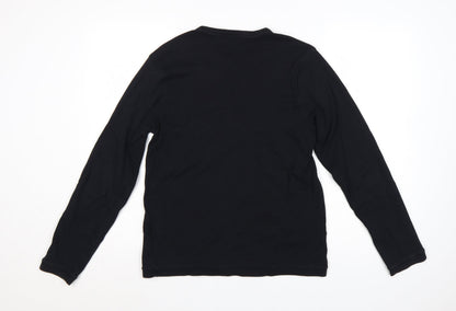 River Island Men’s Black M Long Sleeve Embroidered V-Neck T-Shirt