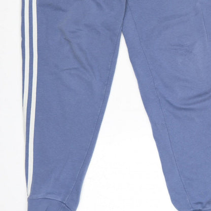 adidas Men’s Blue L Jogger Sweatpants 3 Stripe Logo Drawstring