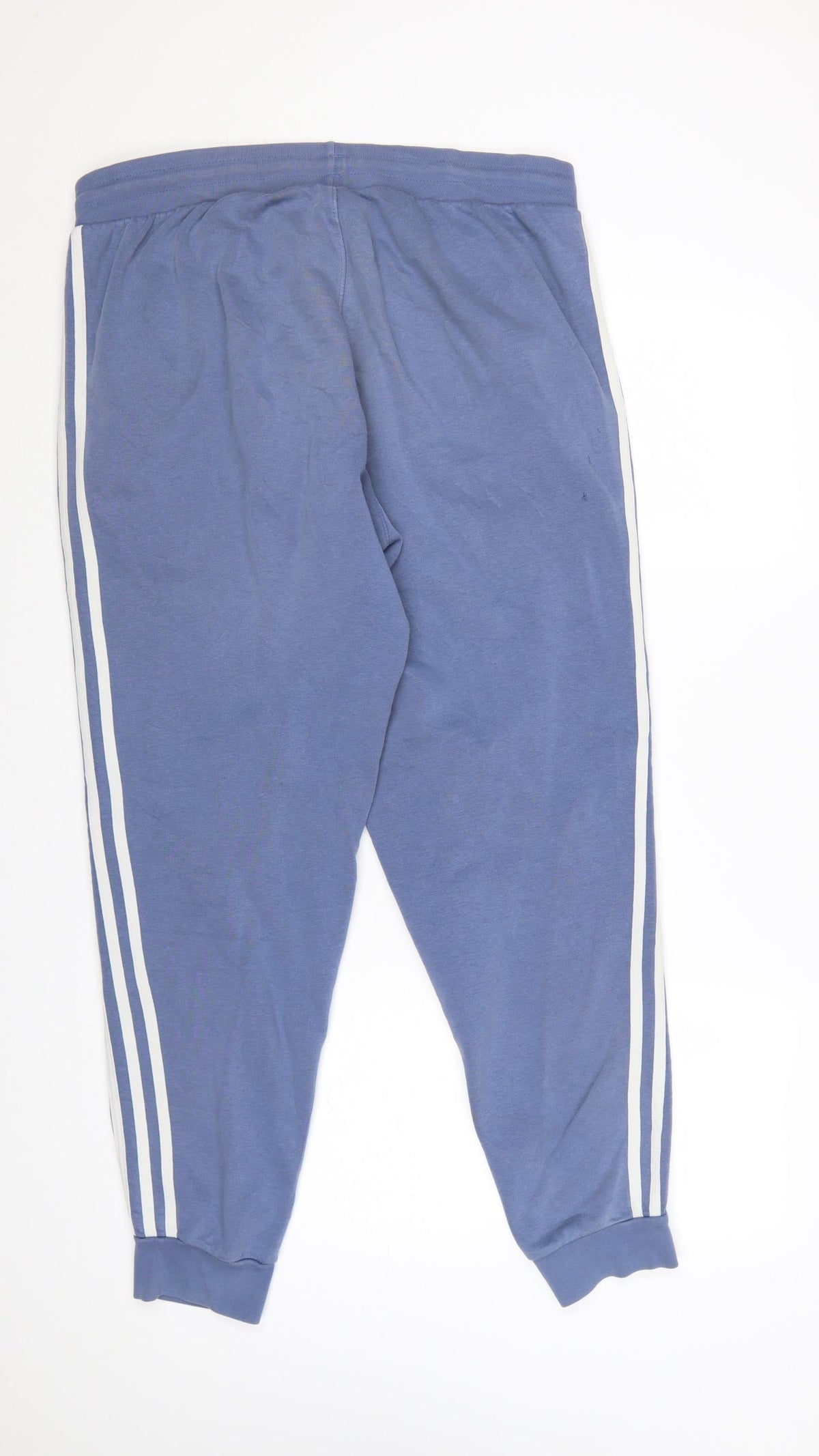 adidas Men’s Blue L Jogger Sweatpants 3 Stripe Logo Drawstring