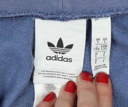 adidas Men’s Blue L Jogger Sweatpants 3 Stripe Logo Drawstring