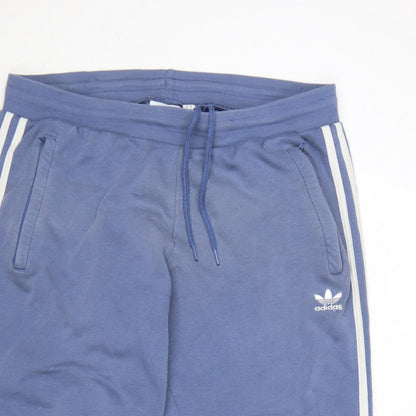 adidas Men’s Blue L Jogger Sweatpants 3 Stripe Logo Drawstring