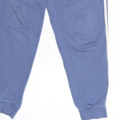 adidas Men’s Blue L Jogger Sweatpants 3 Stripe Logo Drawstring