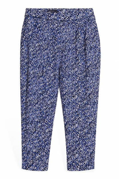 Marks & Spencer Women's Blue Animal Print Trousers UK 12 Regular Tapered