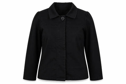 Bhs Women’s Black UK 16 Cotton Blend Collared Button Jacket