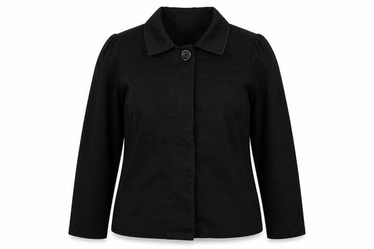 Bhs Women’s Black UK 16 Cotton Blend Collared Button Jacket
