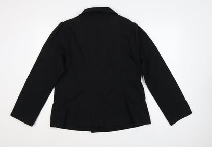 Bhs Women’s Black UK 16 Cotton Blend Collared Button Jacket
