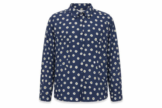 Seasalt Women Blue Daisy Floral Long Sleeve Button-Up Shirt UK 12