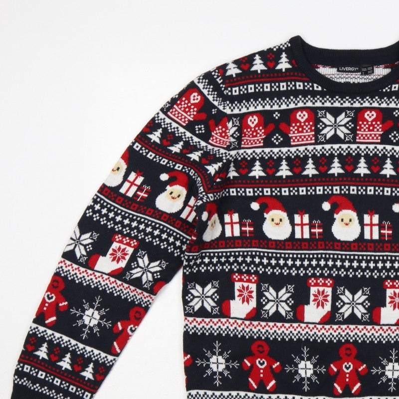 Livergy Men’s Multicoloured M Christmas Fair Isle Crew Neck Jumper