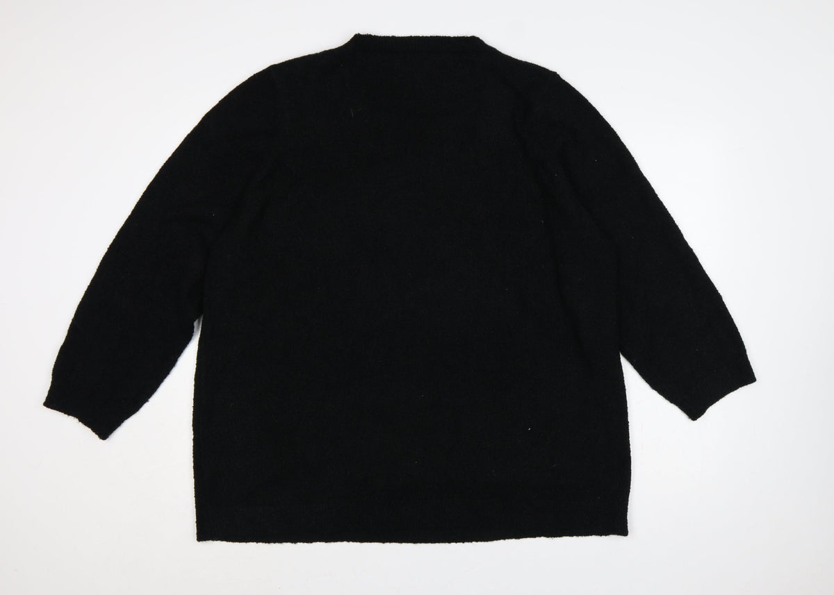 M&Co Women’s Black Size 28 Christmas Robin Sequin Knit Jumper