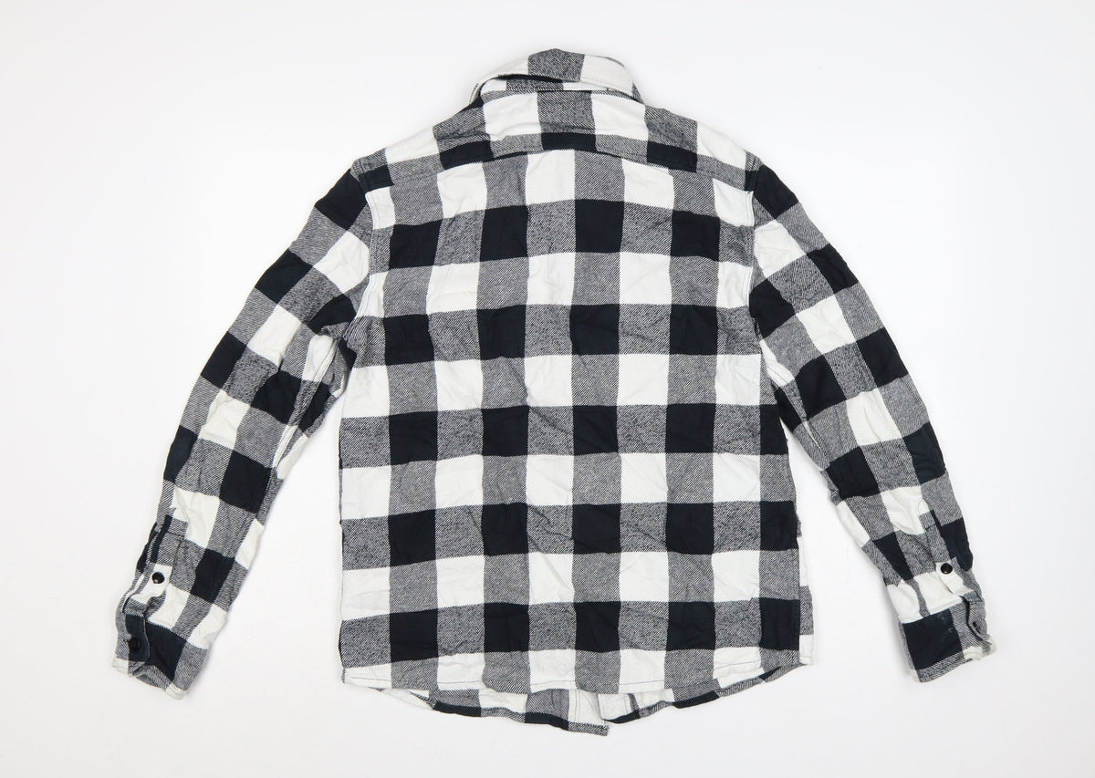Dickies Men’s Black White Check Cotton Button-Up Work Shirt Medium